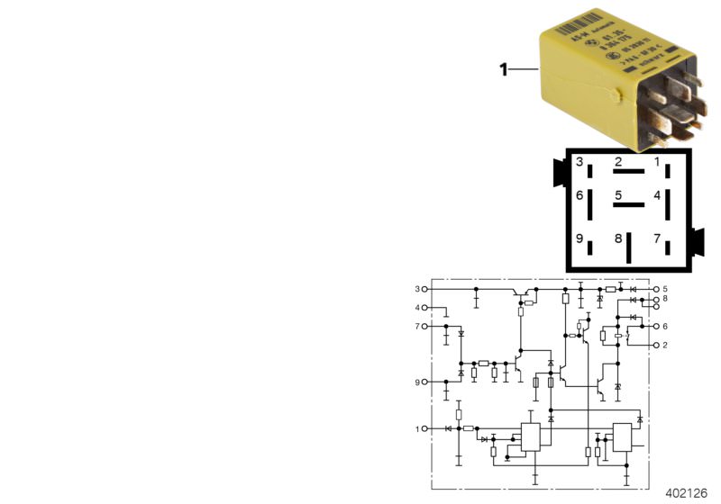 Picture board Relay, starter interlock for the BMW Classic parts  Original BMW spare parts from the electronic parts catalog (ETK) for BMW motor vehicles (car)   Starter interlock relay