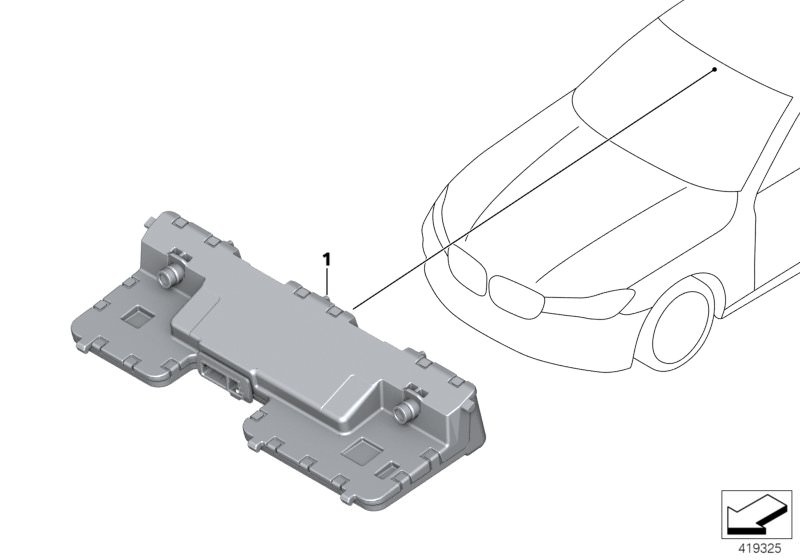 Picture board Camera-based driver assistance system for the BMW 5 Series models  Original BMW spare parts from the electronic parts catalog (ETK) for BMW motor vehicles (car)   Camera-based driver assistance system
