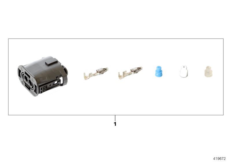 Picture board Repair kit, socket housing, 2-pin for the BMW 5 Series models  Original BMW spare parts from the electronic parts catalog (ETK) for BMW motor vehicles (car)   Repair kit, socket housing
