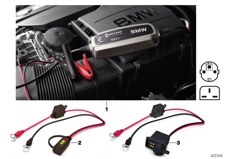 Illustration du Battery charger pour les BMW 3 Série Modèles  Pièces de rechange d'origine BMW du catalogue de pièces électroniques (ETK) pour véhicules automobiles BMW (voiture) 