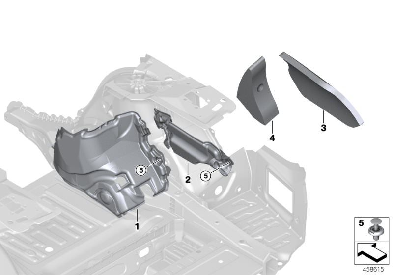 Picture board SOUND INSULATING REAR for the BMW 7 Series models  Original BMW spare parts from the electronic parts catalog (ETK) for BMW motor vehicles (car)   Expanding rivet, Sound ins.,wheel arch,luggage comp.right, Sound insulation trunk right, Sound