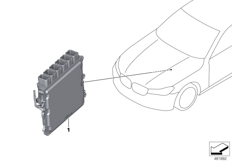 Illustration du Boîtier électron.de base DME 8.8.0 pour les BMW 7 Série Modèles  Pièces de rechange d'origine BMW du catalogue de pièces électroniques (ETK) pour véhicules automobiles BMW (voiture)   Basic control unit DME