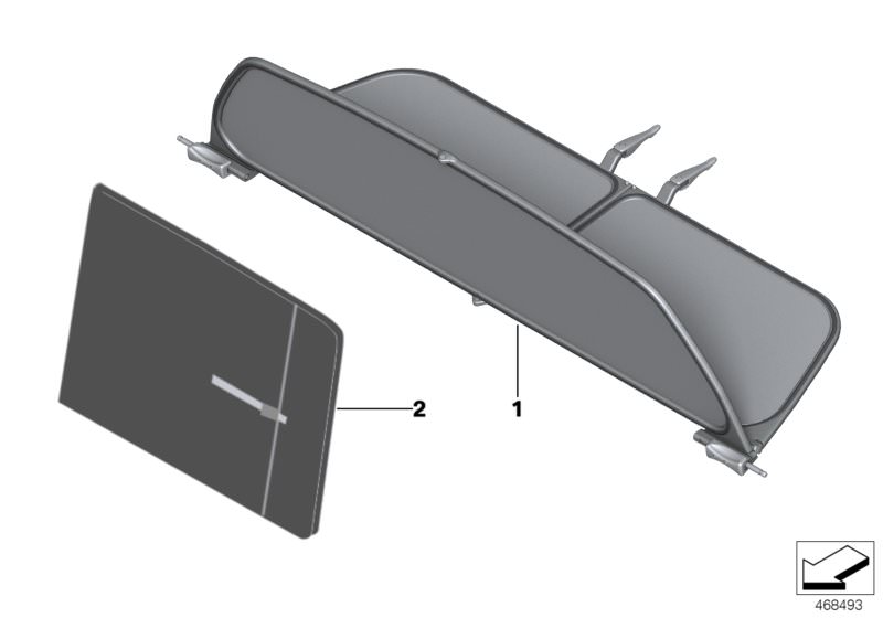 Picture board Wind deflector for the BMW 6 Series models  Original BMW spare parts from the electronic parts catalog (ETK) for BMW motor vehicles (car)   Bag, wind deflector, Wind deflector