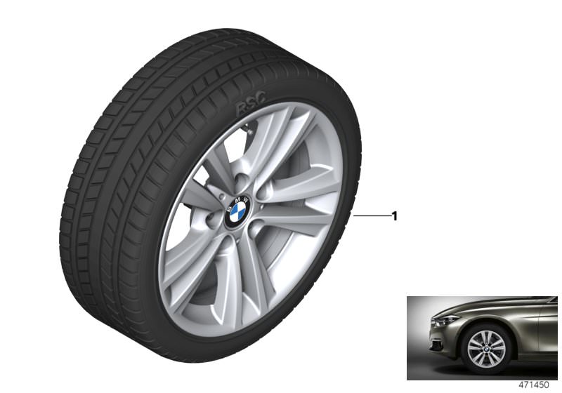 Picture board Winter wheel & tyre V-spoke 656 for the BMW 3 Series models  Original BMW spare parts from the electronic parts catalog (ETK) for BMW motor vehicles (car) 