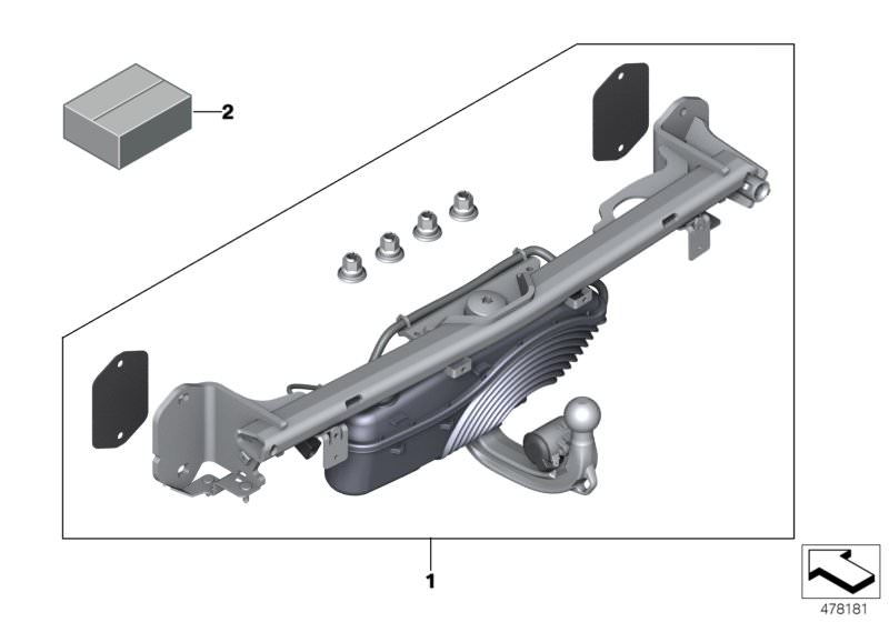 Picture board Retrofit kit, tow hitch, electr. pivoted for the BMW 5 Series models  Original BMW spare parts from the electronic parts catalog (ETK) for BMW motor vehicles (car) 