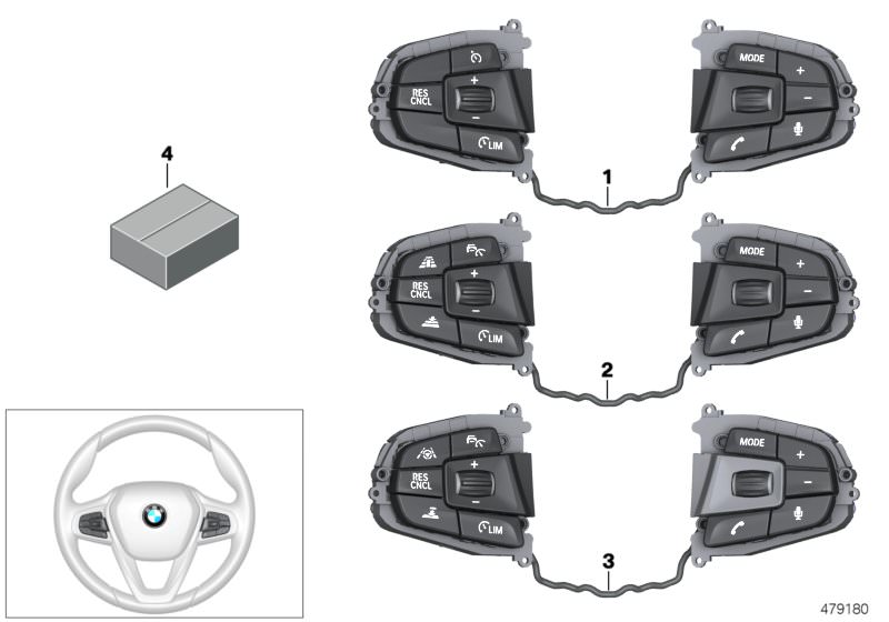 Illustration du touches volant sport pour les BMW 6 Série Modèles  Pièces de rechange d'origine BMW du catalogue de pièces électroniques (ETK) pour véhicules automobiles BMW (voiture)   Set of screws, Switch, multifunct. steering wheel