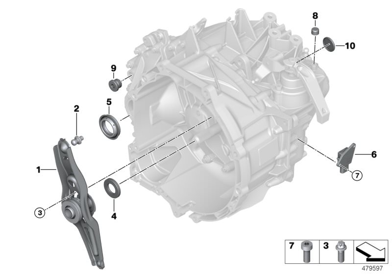 Illustration du Pièces de boîte de vitesses GS6-59DG pour les BMW X Série Modèles  Pièces de rechange d'origine BMW du catalogue de pièces électroniques (ETK) pour véhicules automobiles BMW (voiture)   Ball pin, Bleeder valve, Gear sensor, Hexalobular soc