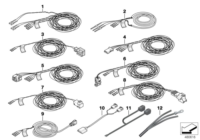 Illustration du Câble réparation airbag pour les BMW 3 Série Modèles  Pièces de rechange d'origine BMW du catalogue de pièces électroniques (ETK) pour véhicules automobiles BMW (voiture)   Earth cable, Rep. cable, airbag, belt retractor, Rep.cable driver´