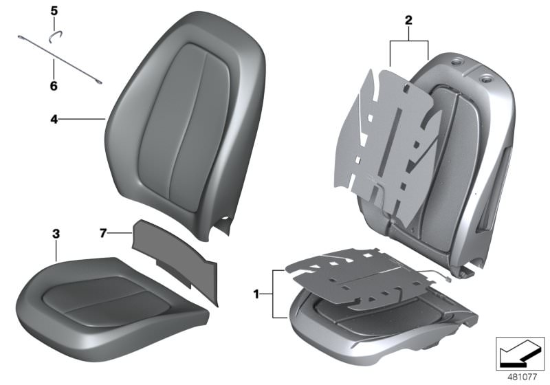 Picture board Seat, front, cushion, & cover,basic seat for the BMW X Series models  Original BMW spare parts from the electronic parts catalog (ETK) for BMW motor vehicles (car)   Clamp, Cover Isofix cloth, Cover, basic backrest,imit. leather,left, Foam p
