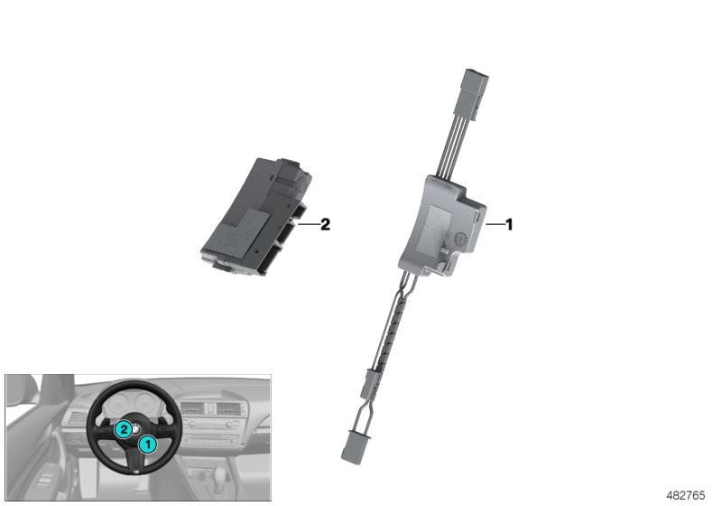 Picture board Control unit,strng.wheel module, M-Sport for the BMW 3 Series models  Original BMW spare parts from the electronic parts catalog (ETK) for BMW motor vehicles (car)   Control unit, steering wheel electronics
