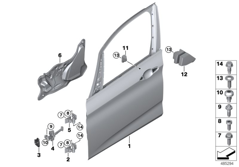 Picture board FRONT DOOR-HINGE/DOOR BRAKE for the BMW 2 Series models  Original BMW spare parts from the electronic parts catalog (ETK) for BMW motor vehicles (car)   Crash pad, door, outer right, Crashpad, door, front right, Door brake, front right, Door