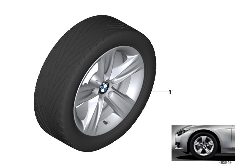 Illustration du BMW LA wheel star spoke 391 - 16´´ pour les BMW 3 Série Modèles  Pièces de rechange d'origine BMW du catalogue de pièces électroniques (ETK) pour véhicules automobiles BMW (voiture) 