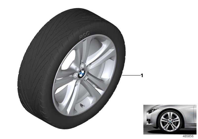 Picture board BMW LA wheel, double spoke 401 - 19´´ for the BMW 3 Series models  Original BMW spare parts from the electronic parts catalog (ETK) for BMW motor vehicles (car) 