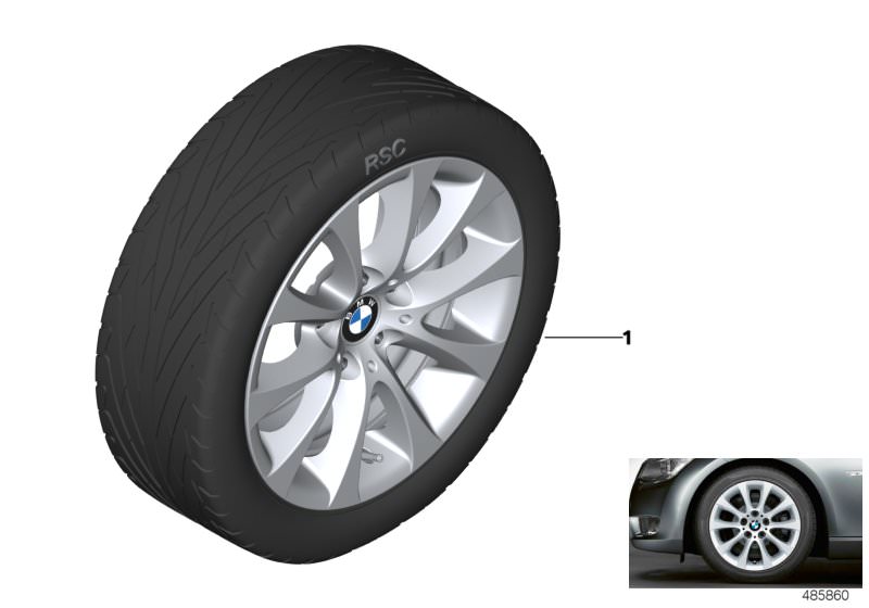 Picture board BMW LA wheel V-spoke 188 - 17´´ for the BMW 3 Series models  Original BMW spare parts from the electronic parts catalog (ETK) for BMW motor vehicles (car) 