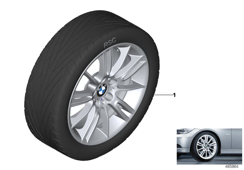 Picture board BMW LA wheel M star spoke 193M - 18´´ for the BMW 3 Series models  Original BMW spare parts from the electronic parts catalog (ETK) for BMW motor vehicles (car) 