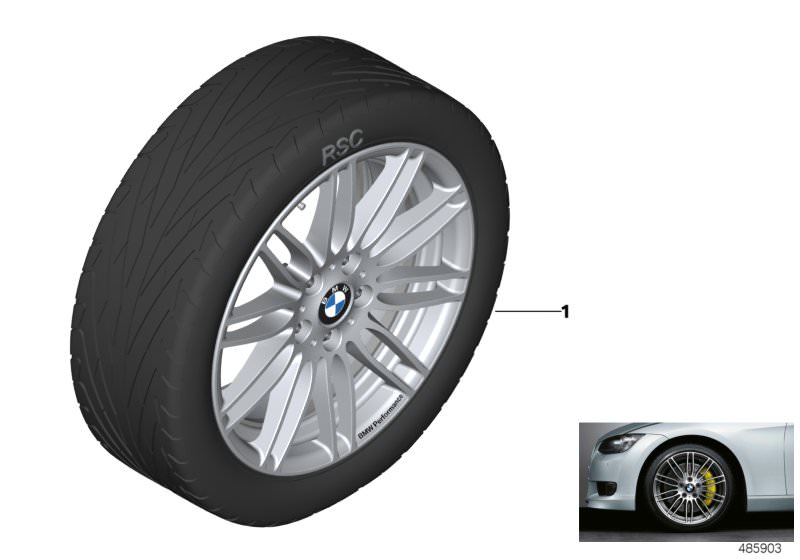 Picture board BMW Performance LA wheel/double spoke269 for the BMW 3 Series models  Original BMW spare parts from the electronic parts catalog (ETK) for BMW motor vehicles (car) 