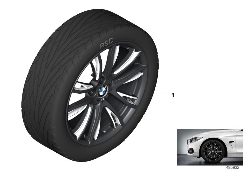 Illustration du BMW roue all. lég.M Perf. ray.doubl.624M pour les BMW 1 Série Modèles  Pièces de rechange d'origine BMW du catalogue de pièces électroniques (ETK) pour véhicules automobiles BMW (voiture) 