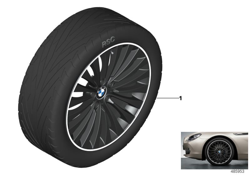 Bildtafel BMW LM Rad Vielspeiche 410 - 20´´ für die BMW 6er Modelle  Original BMW Ersatzteile aus dem elektronischen Teilekatalog (ETK) für BMW Kraftfahrzeuge( Auto)  