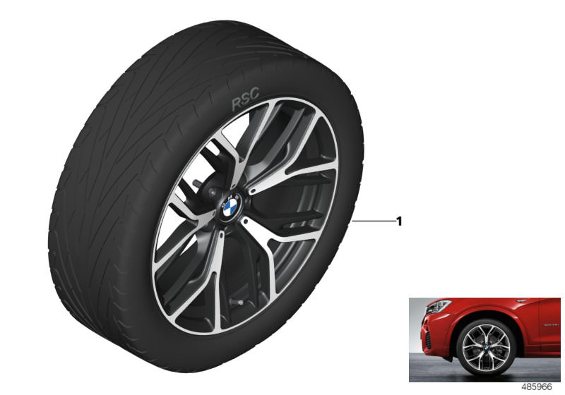 Picture board BMW LA wheel Y-spoke 542 - 20´´ for the BMW X Series models  Original BMW spare parts from the electronic parts catalog (ETK) for BMW motor vehicles (car) 