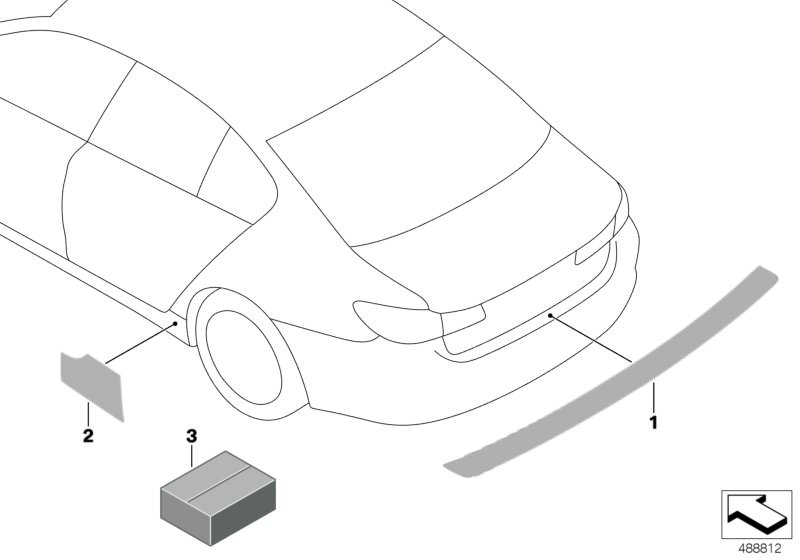 Illustration du Films de protection pour les BMW 5 Série Modèles  Pièces de rechange d'origine BMW du catalogue de pièces électroniques (ETK) pour véhicules automobiles BMW (voiture) 