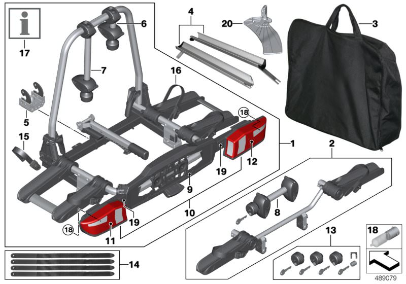 Picture board Rear bike rack Pro 2.0 for the BMW X Series models  Original BMW spare parts from the electronic parts catalog (ETK) for BMW motor vehicles (car) 