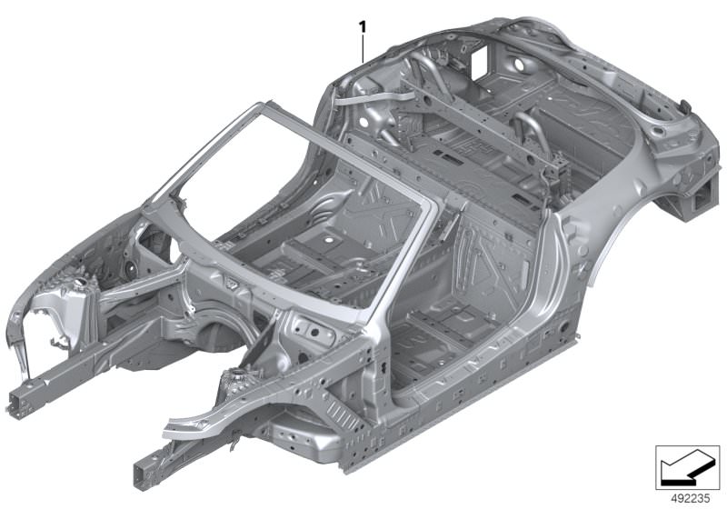 Picture board Body skeleton for the BMW Z Series models  Original BMW spare parts from the electronic parts catalog (ETK) for BMW motor vehicles (car)   Body carcass with vehicle ID number