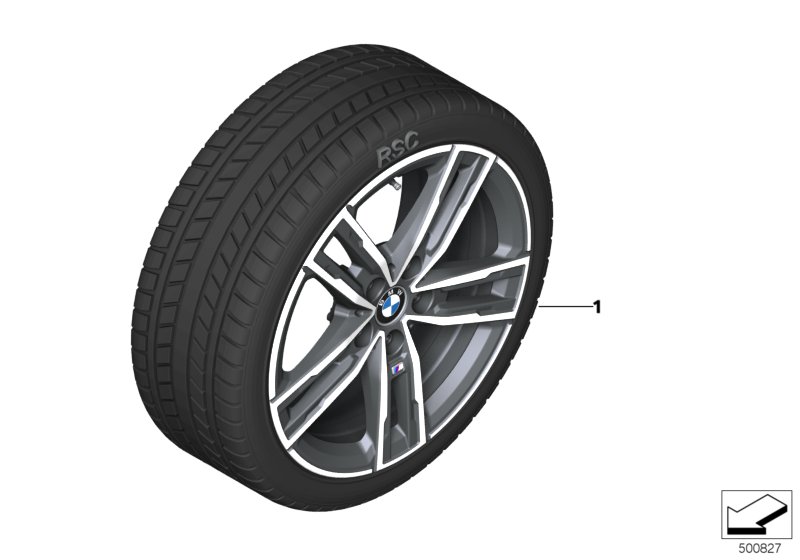 Picture board Spike/SC wint.wheel w.tyre Sty. 550M-17´´ for the BMW 1 Series models  Original BMW spare parts from the electronic parts catalog (ETK) for BMW motor vehicles (car) 