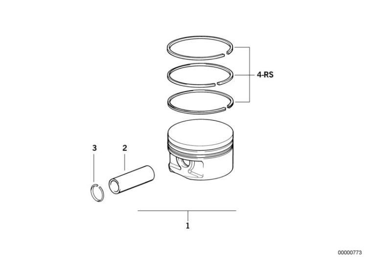 Repair kit piston rings, Number 04 in the illustration
