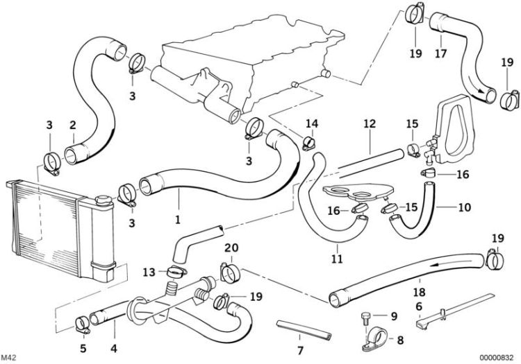 Schlauch Motorvorlauf-Wasserventil, Nummer 17 in der Abbildung