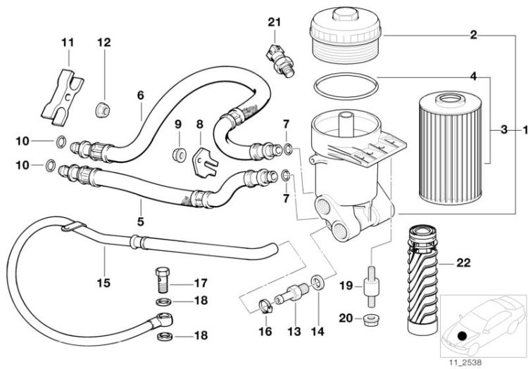 11421704802 PRESSURE HOSE ASSY INLET Engine Lubrication system BMW 8er E31 E38 >844<, Tubo di compressione ammissione