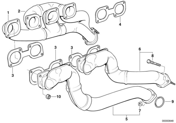 Exhaust manifold, Number 02 in the illustration