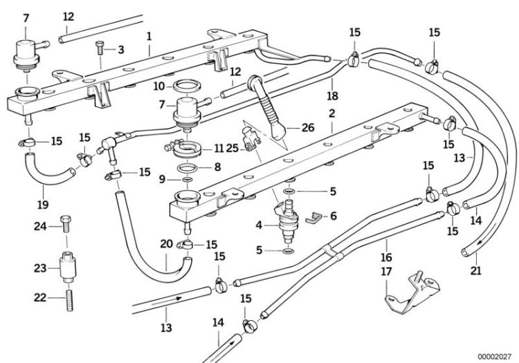 Kit for fuel hose and clamp, Number 21 in the illustration