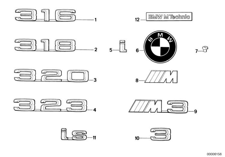 Original BMW emblem adhered rear 3er E36 ´´IS´´