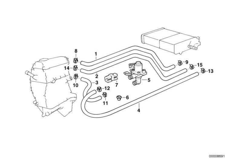 Schlauch Motorvorlauf-Heizkörper, Nummer 01 in der Abbildung