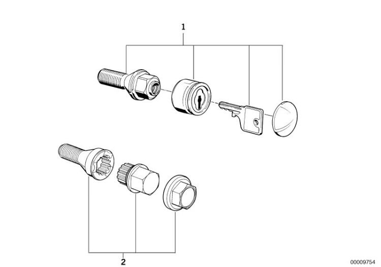 Set wheel locks, Number 02 in the illustration