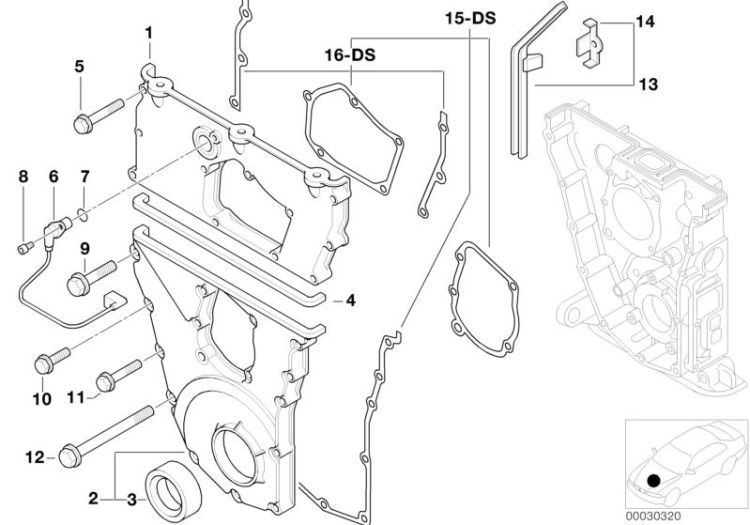 Gasket set chain case asbestofree, Number 15 in the illustration