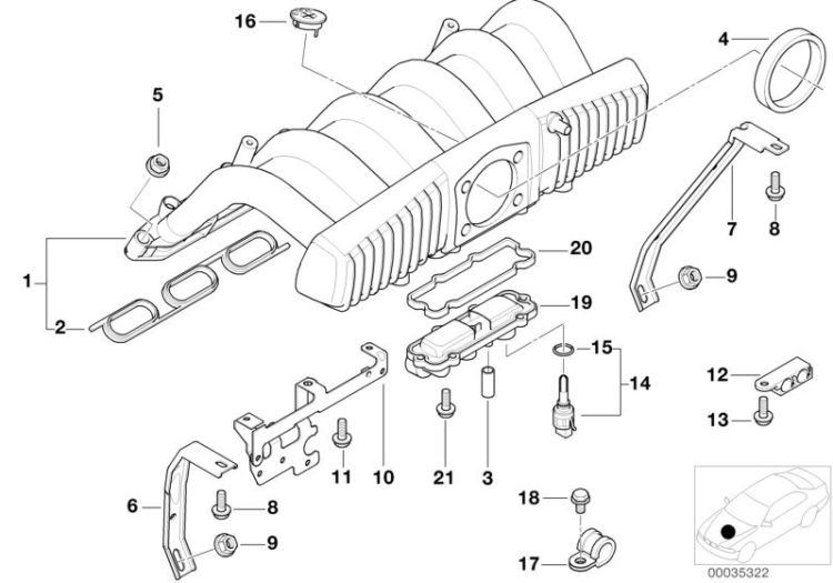 11611407066 FRONT INTAKE MANIFOLD SUPPORT Engine Intake manifold BMW Z8 Roadster E52 11611427353 E36 E39 E38 Z3 >35322<, Appoggio di tubazione d`aspiraz.anter.