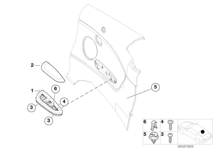 Armrest upper part rear left, Number 02 in the illustration