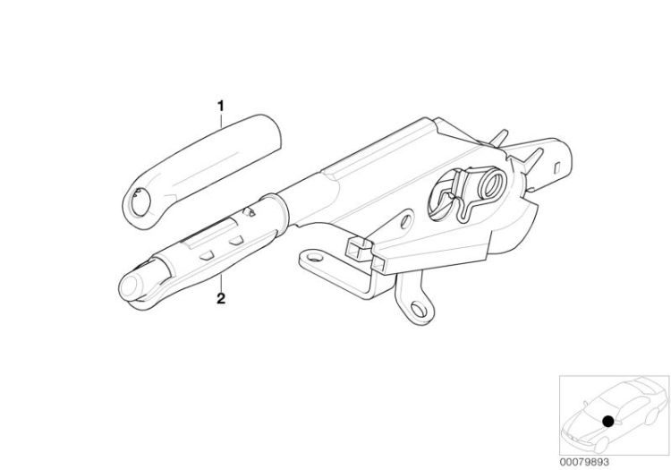 Handbrake lever without ring, Number 02 in the illustration
