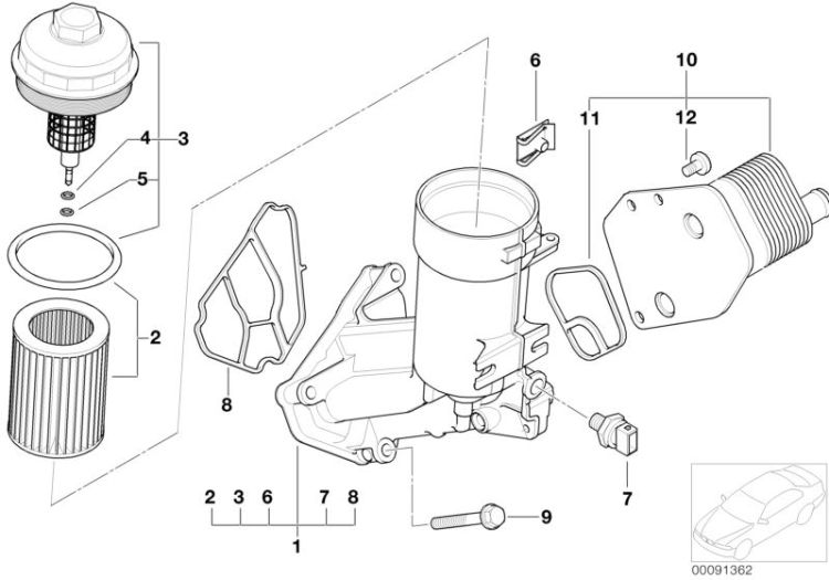 Filtre à huile pour BMW Série 3 E46 (318d et 320d uniquement)