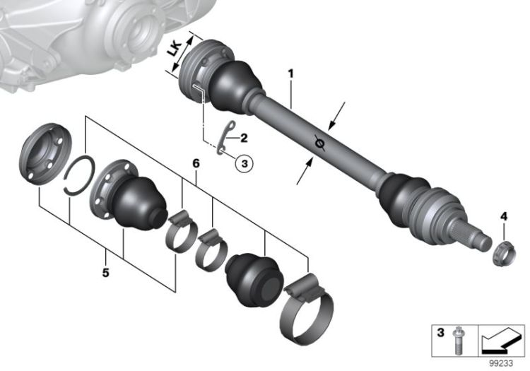 RP REMAN output shaft, Number 01 in the illustration