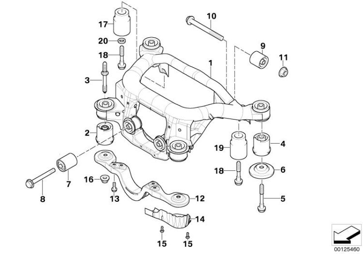 33326764136 Vibration absorber Rear Axle rear axle with suspension BMW 3er E90 E46 >125460<, Antivibratore