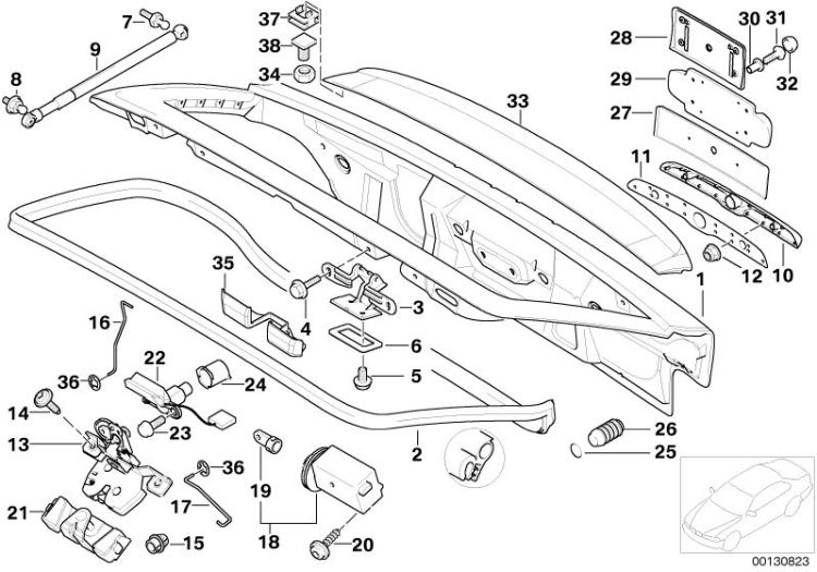 67108411337 ACTUATOR F TRUNK LID Bodywork Trunk lid BMW Z8 Roadster E52 Z3 >130823<, Mecanism.maniobra p tapa de porta maleta