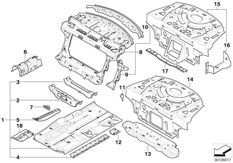 Left rear seat console, Number 03 in the illustration