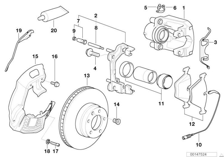 Kit rép. garnitures de freins s. amiante, numéro 12 dans l'illustration