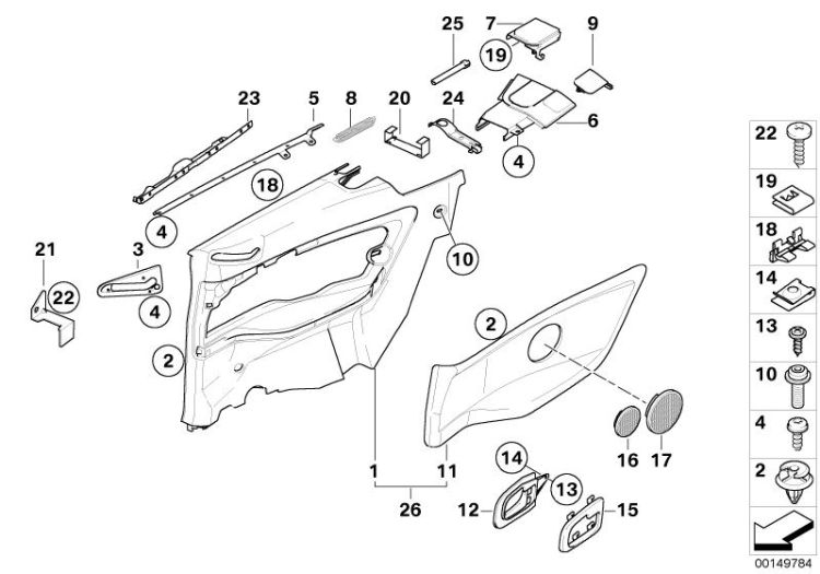 Left trim panel insert, Number 11 in the illustration