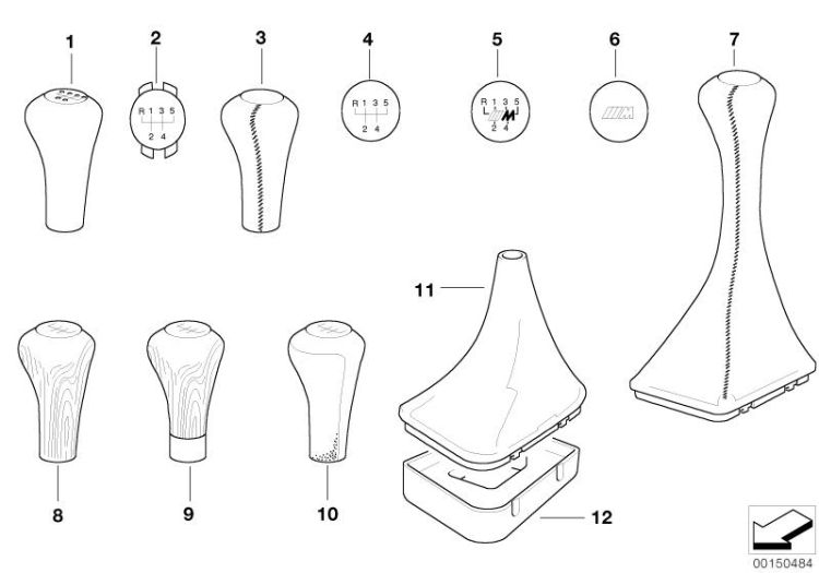 Leather gear lever cover, Number 07 in the illustration