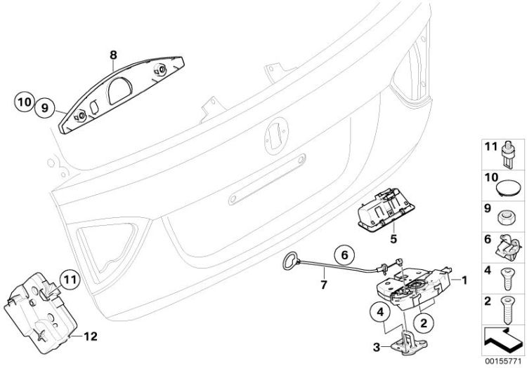 51247119048 Striker boot lid  Bodywork Trunk lid BMW 3er E92 E91N >155771<, Estribo de cierre portaequipaje