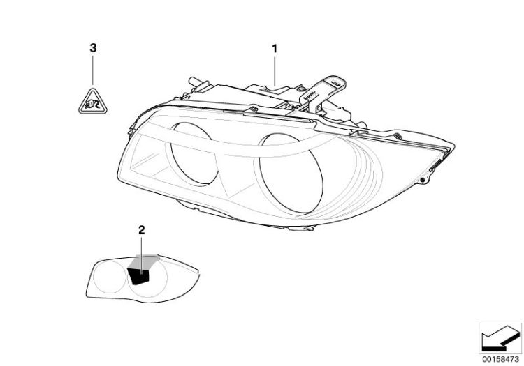 Headlight left, Number 01 in the illustration