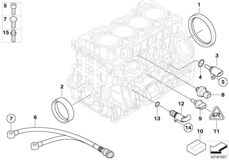 Crankshaft engine speed sensor, Number 03 in the illustration
